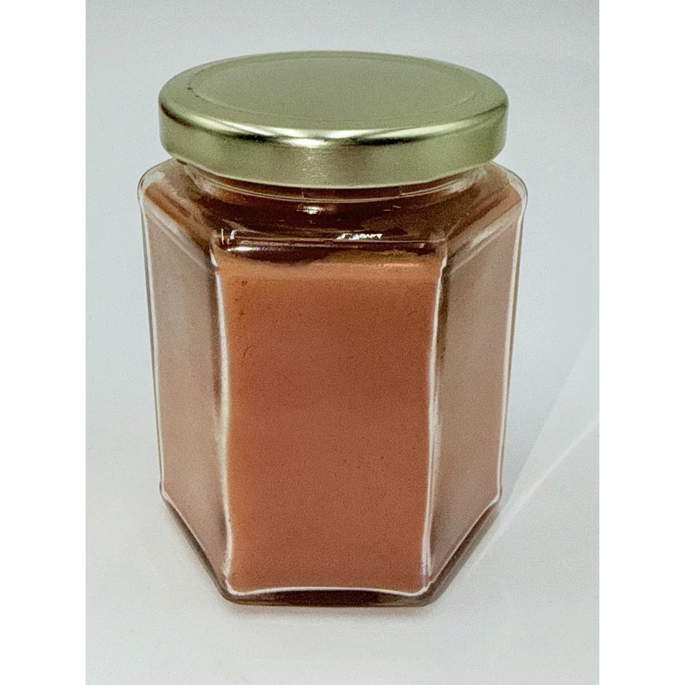 Just Makes Scents Coffee House Scented Candle Hexagon Glass Jar Gold Lid Modern